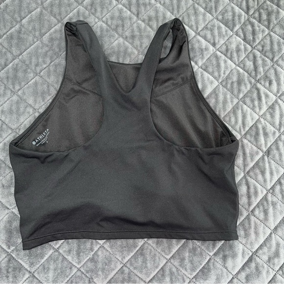 Athleta Women Small Athletic Racerback Conscious Black Crop Top Built in bra b3 - Picture 4 of 7